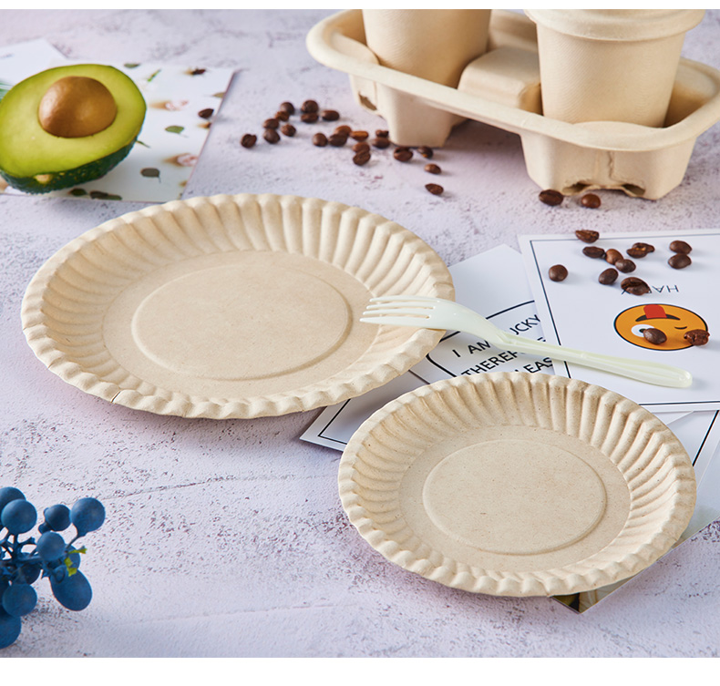 Eco-friendly bamboo plates and utensils with avocado and coffee beans