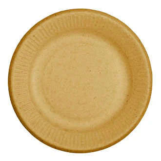 Brown kraft paper plate, eco-friendly and ideal for sustainable food packaging.